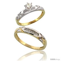 Size 6.5 - Gold Plated Sterling Silver 2-Piece Diamond Wedding Engagement Ring  - £111.43 GBP