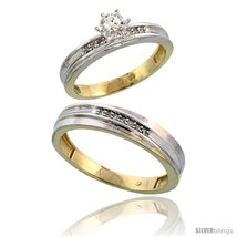 Size 8.5 - Gold Plated Sterling Silver 2-Piece Diamond Wedding Engagemen... - $156.36
