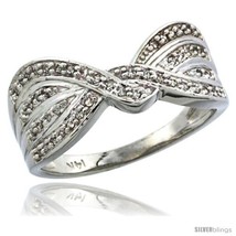 Size 6 - 14k White Gold Diamond Ribbon Ring w/ 0.15 Carat Brilliant Cut ( H-I  - £664.21 GBP