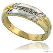 Size 13.5 - Gold Plated Sterling Silver Mens Diamond Wedding Band, 1/4 in wide  - £62.97 GBP