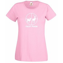 Womens T-Shirt Deer Hunting Quote Fast Food, Hunt Deers in Scoop Hunt tShirt - £19.57 GBP