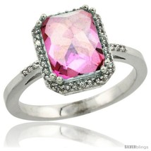 10k white gold diamond pink topaz ring 2 53 ct emerald shape 9x7 mm 1 2 in wide thumb200