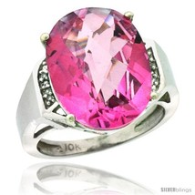 10k white gold diamond pink topaz ring 9 7 ct large oval stone 16x12 mm 5 8 in wide thumb200