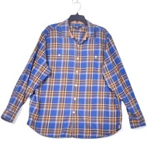 Cremieux Classics Men&#39;s Button Up Plaid Blue Shirt Elbow Patches Size XL - £16.93 GBP