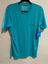 Medium COLUMBIA Tshirt-NEW Blu/Black Short Sleeve Reverse Logo Mountain’ RET$30 - $15.05