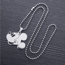 316L Stainless Steel Titanium Anime Mickey Mouse Pendant Necklace (20&quot;, 24&quot;) - £12.05 GBP