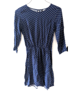 H&amp;M navy blue polka dot print pattern dress women&#39;s size 4 SMALL knee-le... - £7.10 GBP