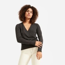 Everlane The Cashmere Wrap Sweater Long Sleeve V Neck Gray L - £69.41 GBP