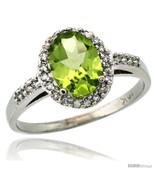 Size 9 - 10k White Gold Diamond Peridot Ring Oval Stone 8x6 mm 1.17 ct 3... - £374.10 GBP