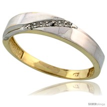 Size 9 - Gold Plated Sterling Silver Mens Diamond Wedding Band, 3/16 in ... - £59.50 GBP