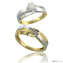 Size 5.5 - Gold Plated Sterling Silver 2-Piece Diamond Wedding Engagemen... - $148.91