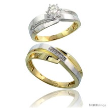 Size 8.5 - Gold Plated Sterling Silver 2-Piece Diamond Wedding Engagemen... - $148.91