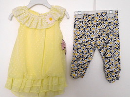 DRESS &amp; LEGGINGS Infant 2 pc NANNETTE BABY Yellow/Navy/White 18M NWT - $22.22