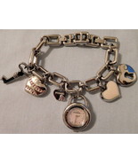 Watch FOSSIL Pink Heart Charm Watch ES1920 5 Charms Link Band NIB No Tag... - £39.90 GBP