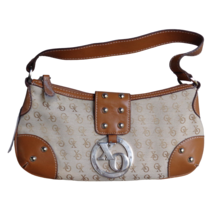 XOXO Beige Canvas Brown Faux Leather Purse Handbag Interior Pockets PLEA... - £7.81 GBP