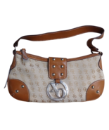 XOXO Beige Canvas Brown Faux Leather Purse Handbag Interior Pockets PLEA... - £7.78 GBP