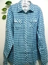 Modern Culture Blue White Plaid Checks Design Men&#39;s Shirt Size L NEW 100% Cotton - £29.81 GBP