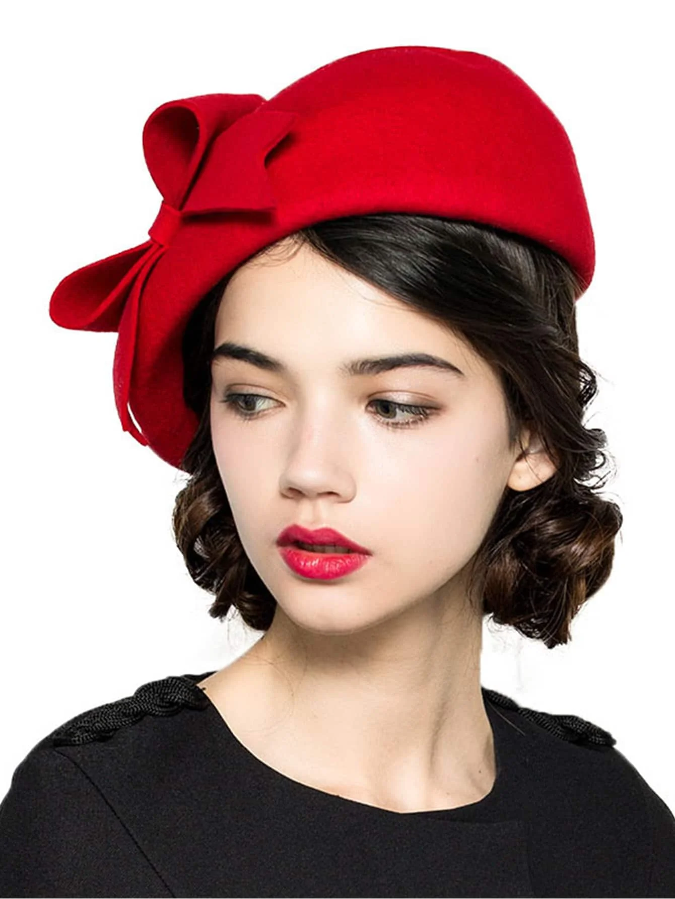 Elegant Beret Church Hats Women&#39;s Wool Felt Fascinators Fedora Hat Ladies B Caps - £33.86 GBP