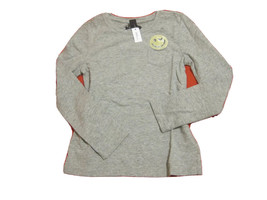 New GAP Kids Girls Grey Yellow Embellished Long Sleeve Crew Neck T-shirt 6 7 - £11.86 GBP