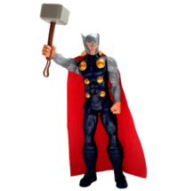 Marvel Thor Avengers 12&quot; Toy Action Figure w/ Cape &amp; Hammer 2013 Hasbro  - £8.55 GBP