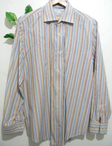 Banana Republic  Blue White Stripes Men Cotton Shirt  Blowse Size L 16 16.5 - £19.81 GBP