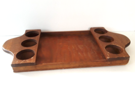 Vintage 1930&#39;s -1940&#39;S  Wood Tray Drinking Cup 6 Holder - £29.96 GBP