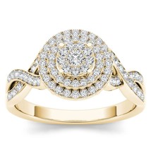 Authenticity Guarantee 
10K Yellow Gold 0.40Ct Diamond Cluster Double Halo En... - £546.79 GBP