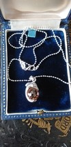 Antique Vintage Art Deco Silver Dolphin with Crystal Ball Chain Necklace... - £76.34 GBP