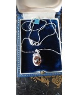 Antique Vintage Art Deco Silver Dolphin with Crystal Ball Chain Necklace... - $97.02