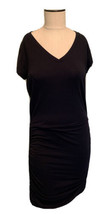 Athleta Carefree Tee Dress Size Medium Black Casual Ruched Travel Comfy - £22.91 GBP