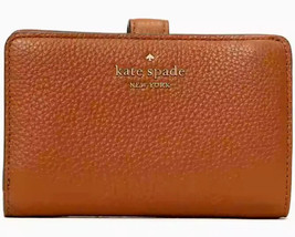 Kate Spade Leila Medium Compact Bifold Wallet Brown Leather ZipAround WLR00394 - £55.37 GBP