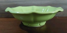 McCoy Pottery USA Wash Basin Bowl Lime Green Scalloped Edge Vintage 8x2.5 - £18.10 GBP