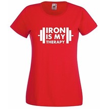 Womens T-Shirt Iron is My Therapy Bodybuilder tShirt Bodybuilding Fitnes... - $24.74