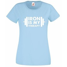 Womens T-Shirt Iron is My Therapy Bodybuilder tShirt Bodybuilding Fitnes... - $24.74