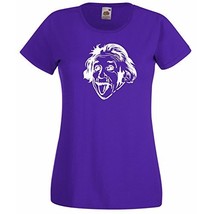 Albert Einstein Sticking Out His Tongue T-Shirt, Womens Funny Sciencist ... - £19.71 GBP