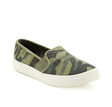 NEW WOMENS GREEN CAMO SLIP ON CANVAS SHOES SIZE 8.5 - £15.75 GBP