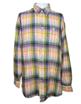 Cinch Button Up Shirt Men&#39;s Large Multicolor Linen Blend Western Plaid - AC - £20.88 GBP
