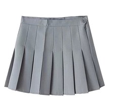 Women High Waist Solid Pleated Mini Slim Single Tennis Skirts ( S, Grey) - $23.75