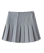 Women High Waist Solid Pleated Mini Slim Single Tennis Skirts ( S, Grey) - £18.78 GBP