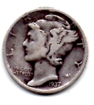 1937 Mercury "Silver" Dime - $19.59