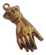 Golden mystic Hamsa hand pendant kabbalah crown charm Israel evil eye pr... - £6.79 GBP