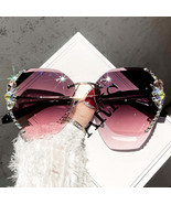 Ntage rimless rhinestone sunglasses women men fashion gradient lens sun glasses shades thumbtall
