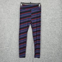 LuLaRoe Womans Leggings OS One Size 2-10 Black Red Blue Stripes Activewe... - $9.04