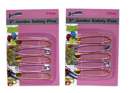 10 Piece 3 Inch Jumbo Stainless Steel Safety Pins Gold Silver Mix Blanke... - $130.25 MXN