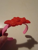 Vintage Doll Headband Or Girls Plastic Wristband Flowers Pink Red - $12.74