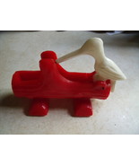 Toothpick Holder-Bobbing Bird White With Red Log-Vintage - £21.89 GBP