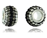 Pandora type crystal bead charm white smoky black color w swarovski elements 11 mm thumb155 crop