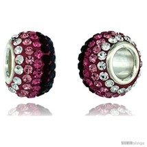 Sterling Silver Crystal Bead Charm White, Rose, Light Pink Topaz, Red &amp; Capri  - £10.88 GBP