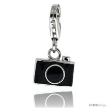 Sterling Silver Still Camera Charm for Bracelet, 7/16 in. (11 mm) wide, Black  - $26.05