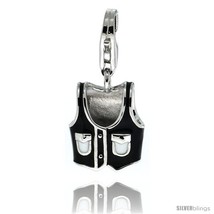 Sterling Silver Vest Charm for Bracelet, 9/16 in. (15 mm) tall, Enamel F... - £19.44 GBP